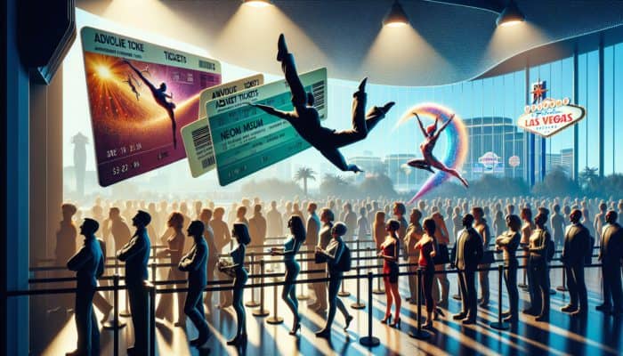 Tourists in Las Vegas using advance tickets to skip long lines at Cirque du Soleil and the Neon Museum.