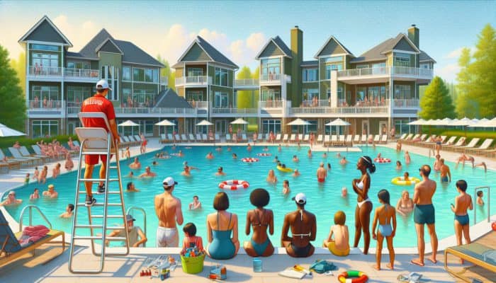 The Lake Club Benoni: Families enjoying a sunny day at varied swimming pools, with lifeguards ensuring safety.