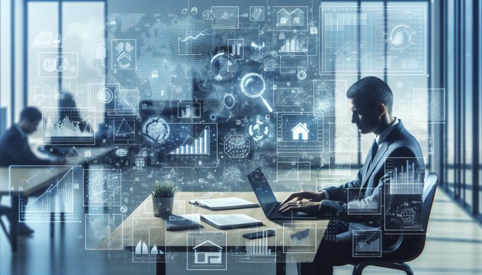 A person analyzing property market data on a laptop in a modern office in Mthatha.