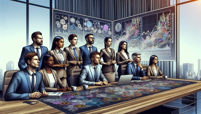 Debt Consolidation Loan Interest Rate Trackers | DCL Financial experts in a modern boardroom analyze debt consolidation interest rate graphs on large screens, surrounded by laptops and charts.