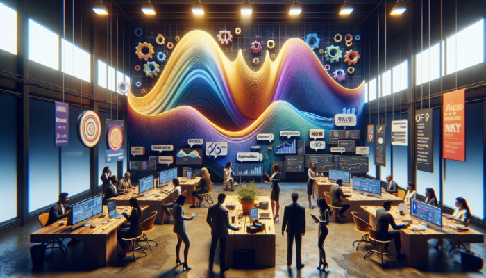 Marketers in Exeter analyse fluctuating SEO graphs on screens, collaborating with local influencers in a competitive digital landscape.